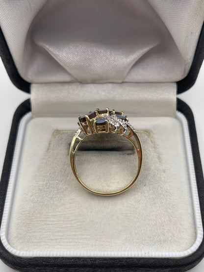 9ct gold black opal and diamond ring