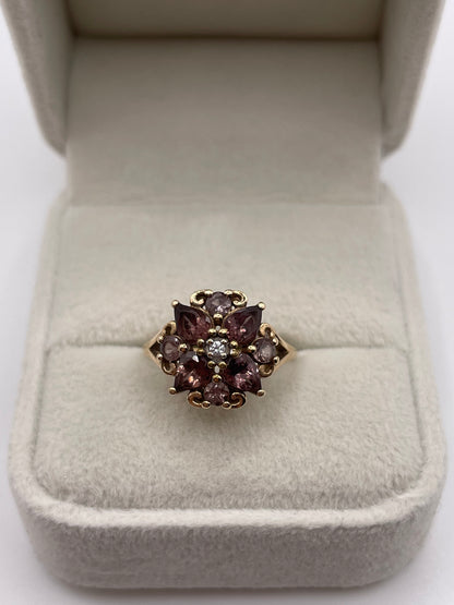 9ct gold quartz and zircon ring