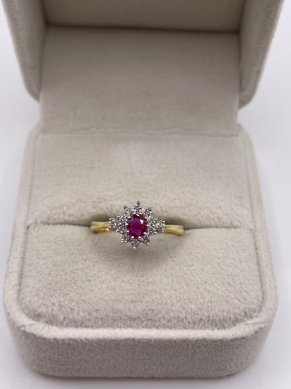 18ct gold ruby and diamond ring