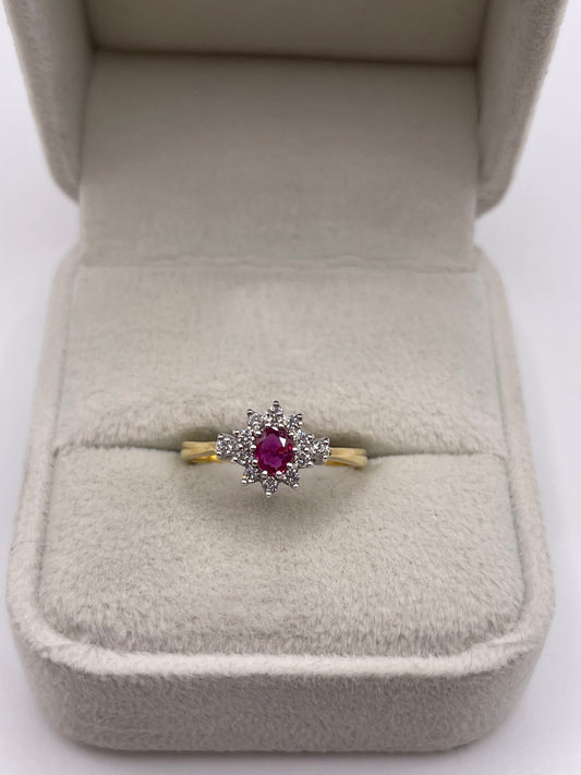 18ct gold ruby and diamond ring