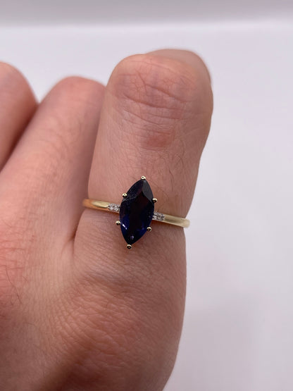 9ct gold iolite and diamond ring