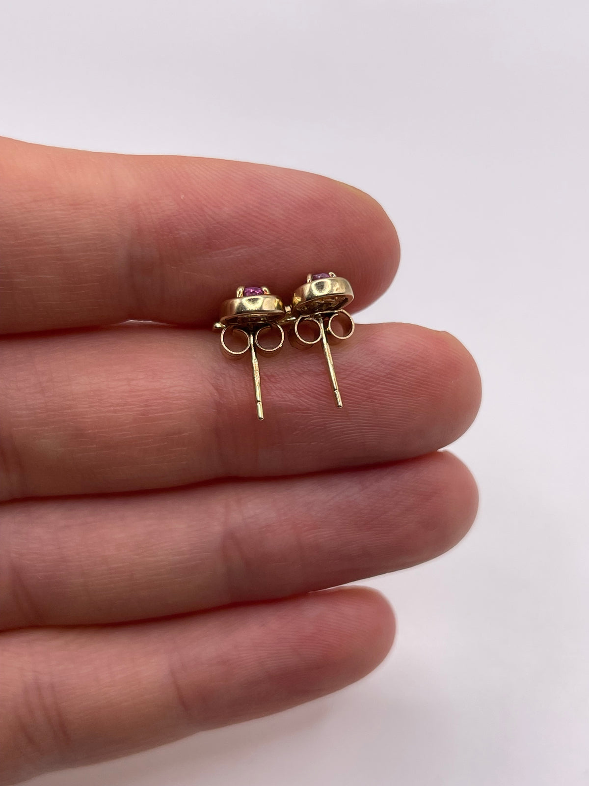 9ct gold pink sapphire earrings