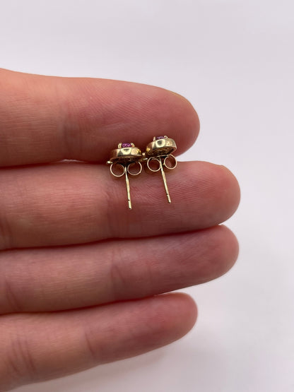 9ct gold pink sapphire earrings