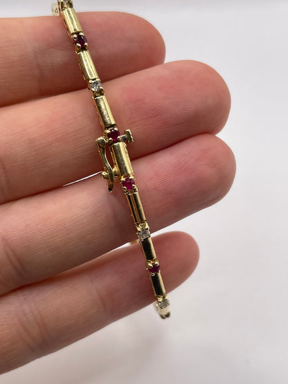 14ct gold ruby and diamond bracelet