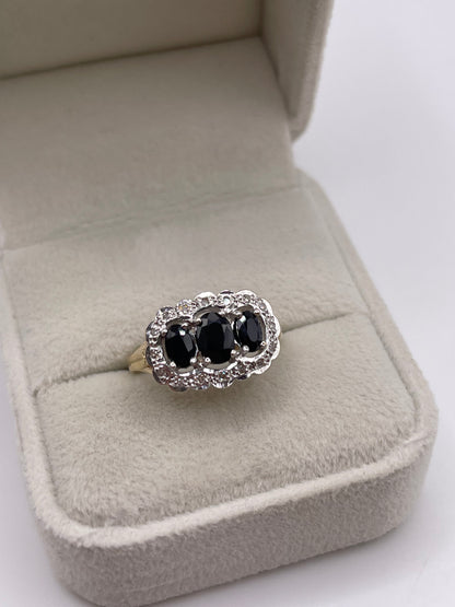 9ct gold sapphire and diamond ring