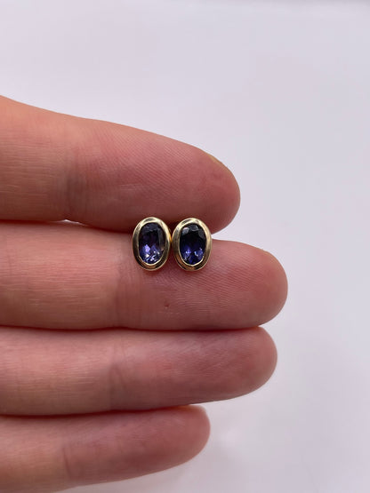 9ct gold iolite earrings