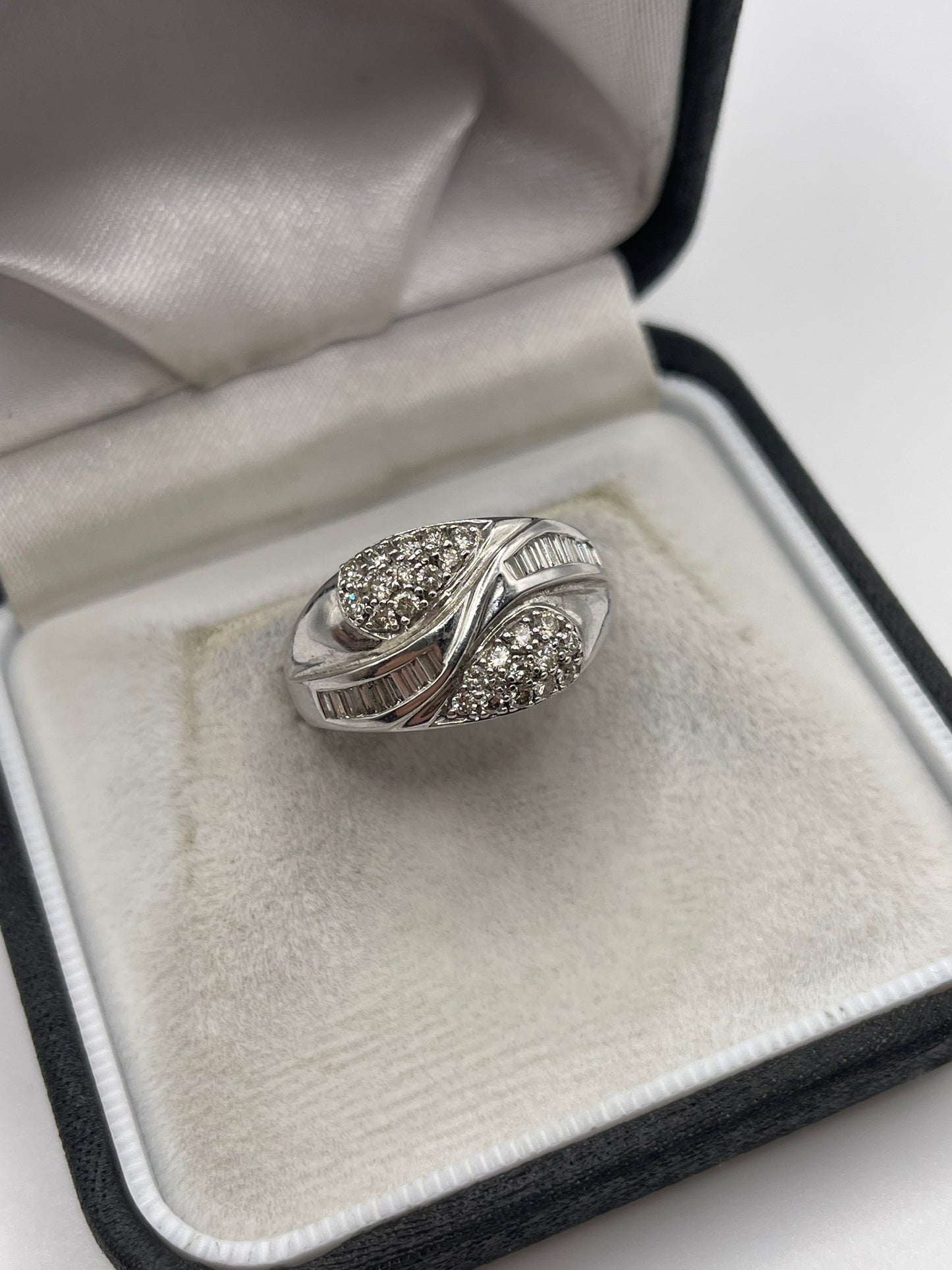 9ct white gold 74 point diamond cluster ring