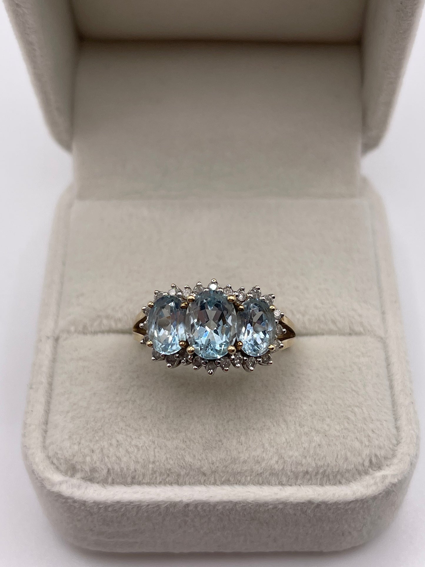 9ct gold blue topaz and diamond ring