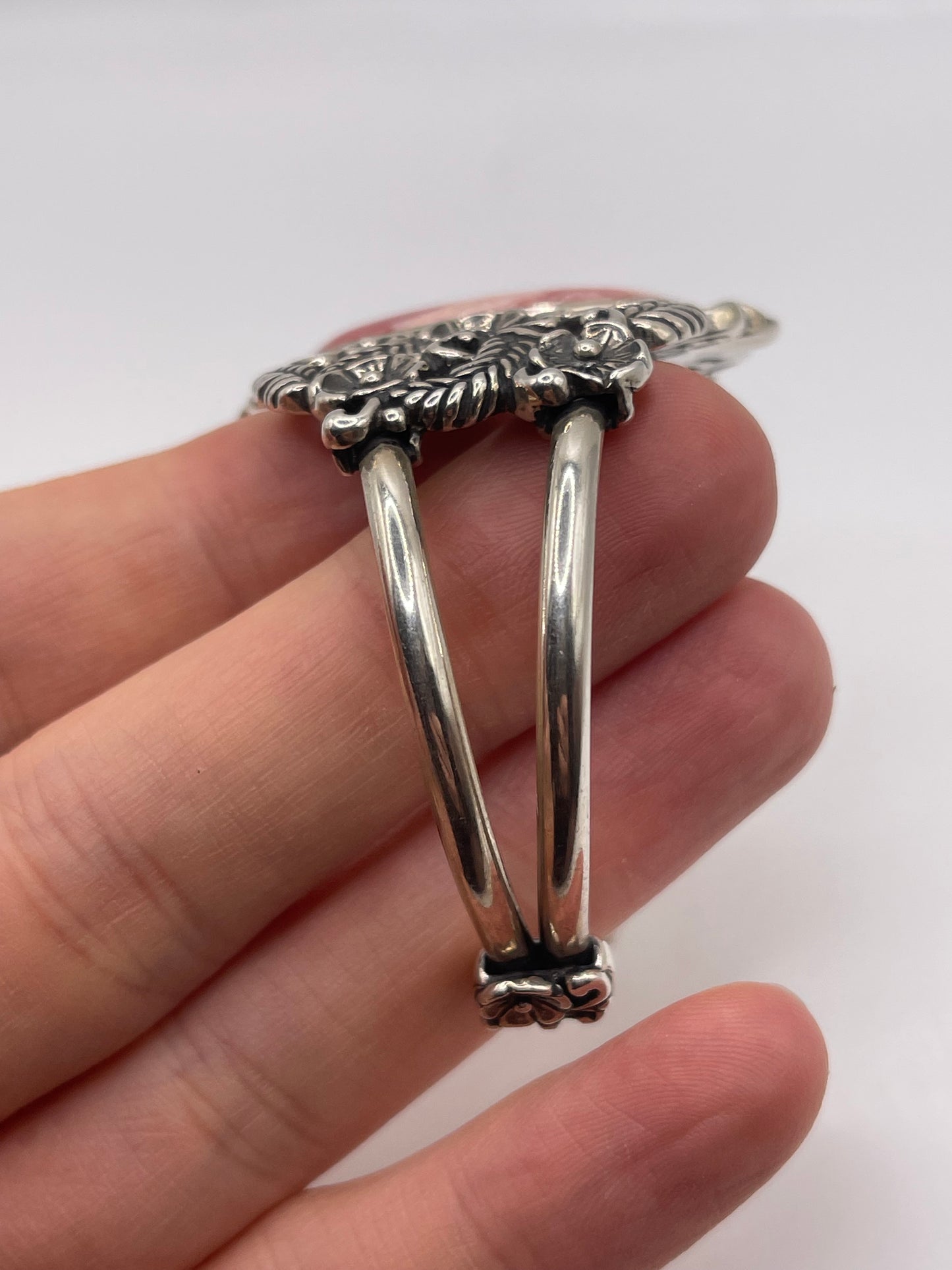 Heavy silver gemstone bangle