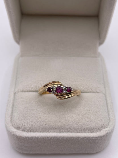 9ct gold ruby and diamond ring