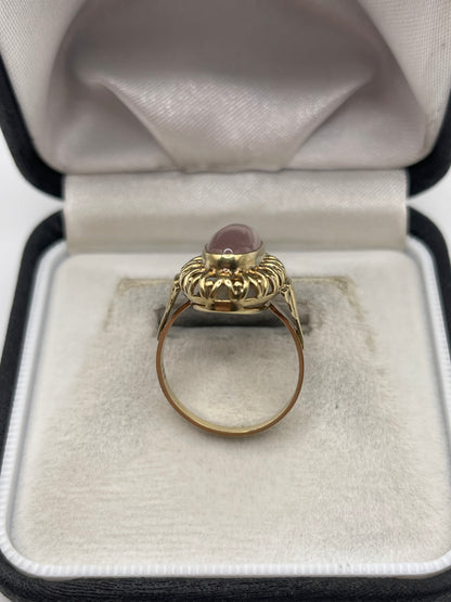 8ct gold rose quartz ring