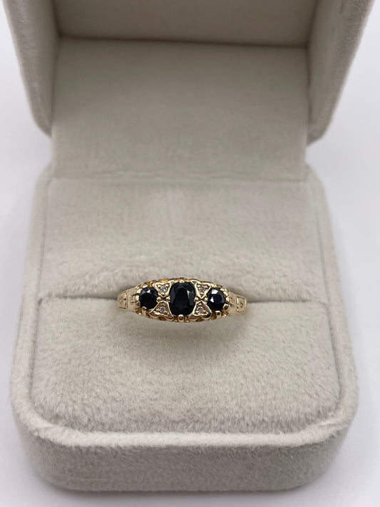 9ct gold sapphire and diamond ring