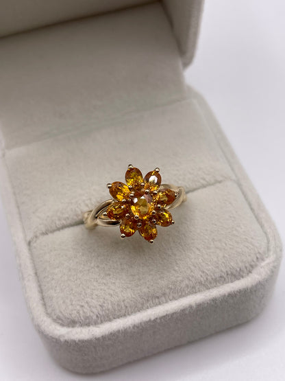 9ct gold orange sapphire cluster ring