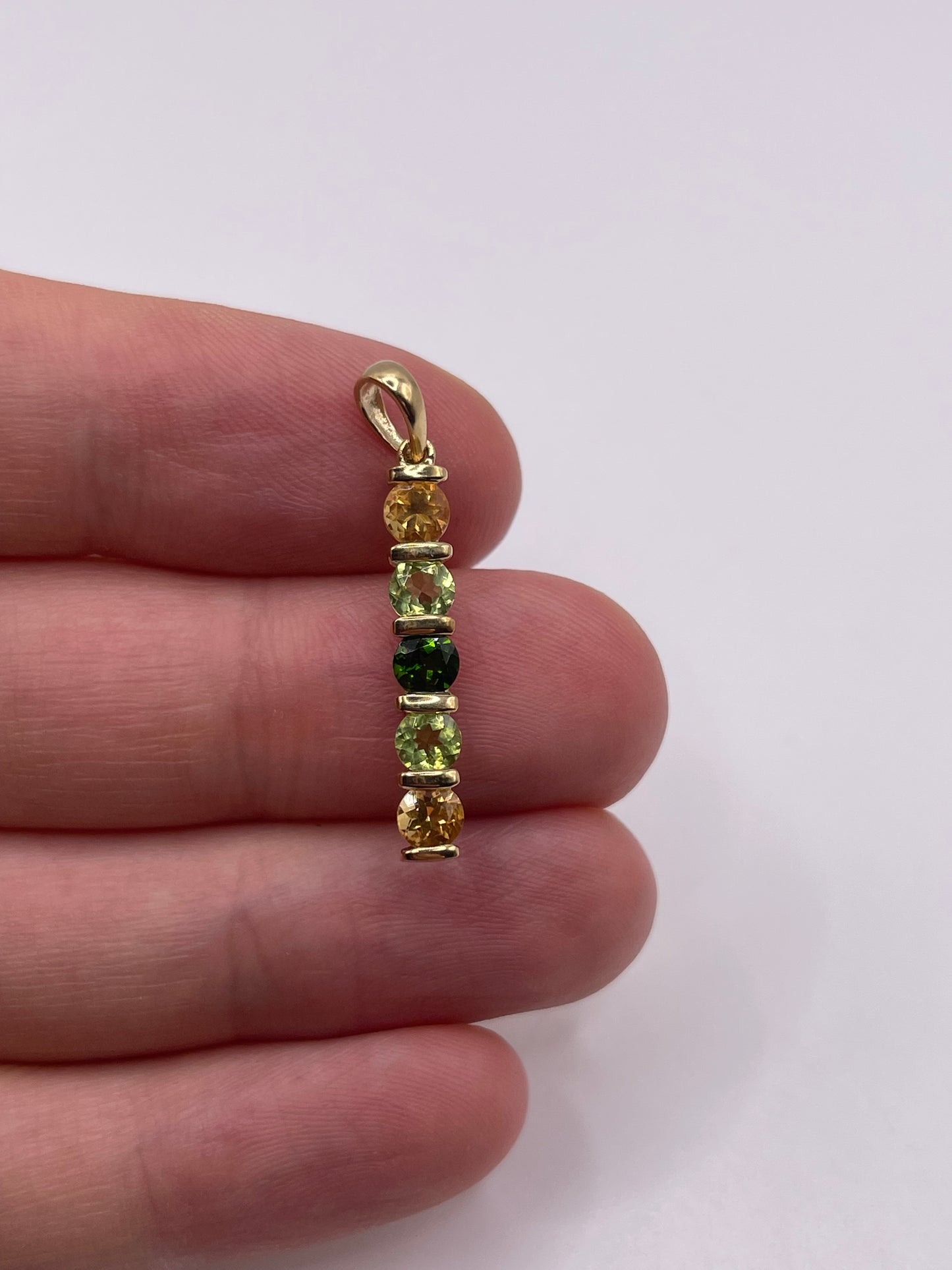 9ct gold multi gemstone pendant