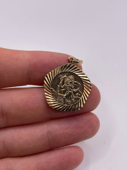 9ct gold st Christopher pendant