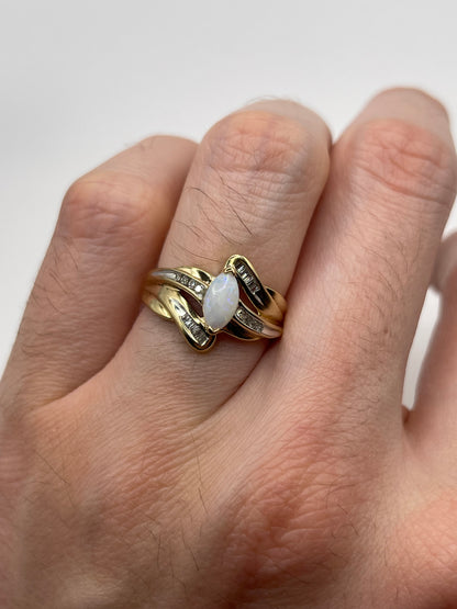 9ct gold opal and diamond ring