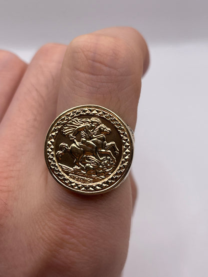 9ct gold St George medallion ring