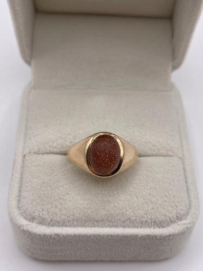 9ct gold sandstone signet ring