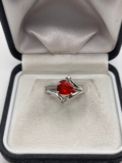 9ct white gold orange sapphire and zircon ring