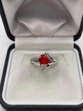 Load image into Gallery viewer, 9ct white gold orange sapphire and zircon ring
