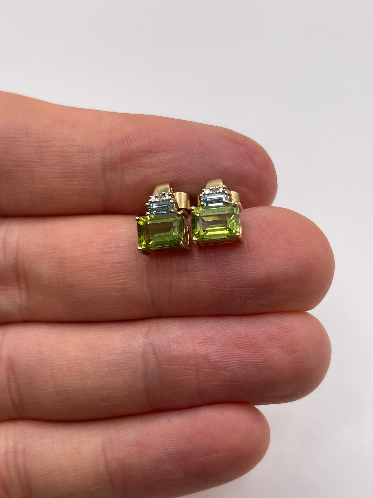 9ct gold peridot, topaz and diamond earrings
