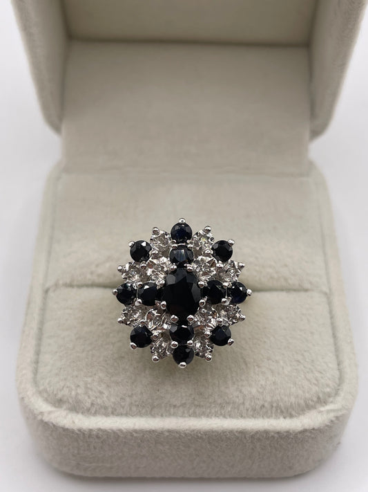 9ct gold sapphire and diamond ring