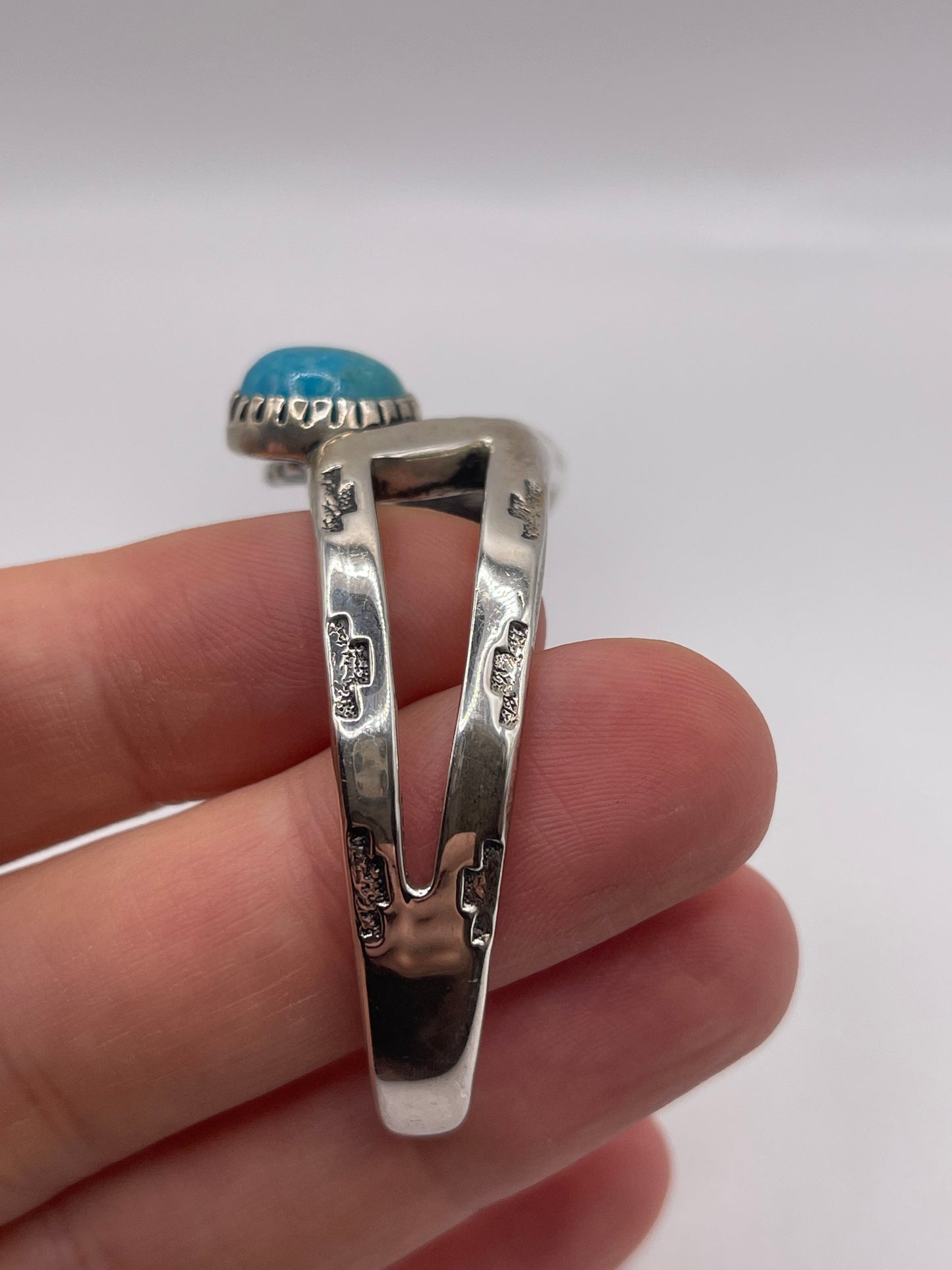 Silver turquoise eagle bangle