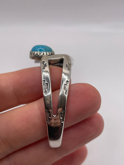 Silver turquoise eagle bangle