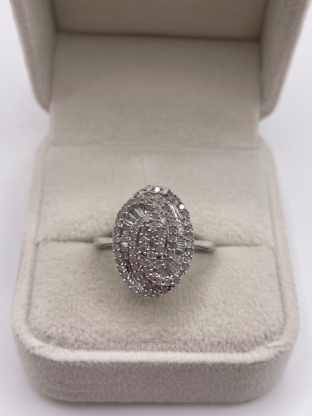 9ct white gold diamond cluster ring