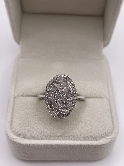 9ct white gold diamond cluster ring