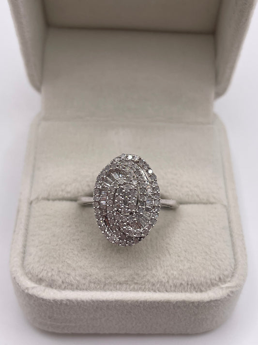 9ct white gold diamond cluster ring