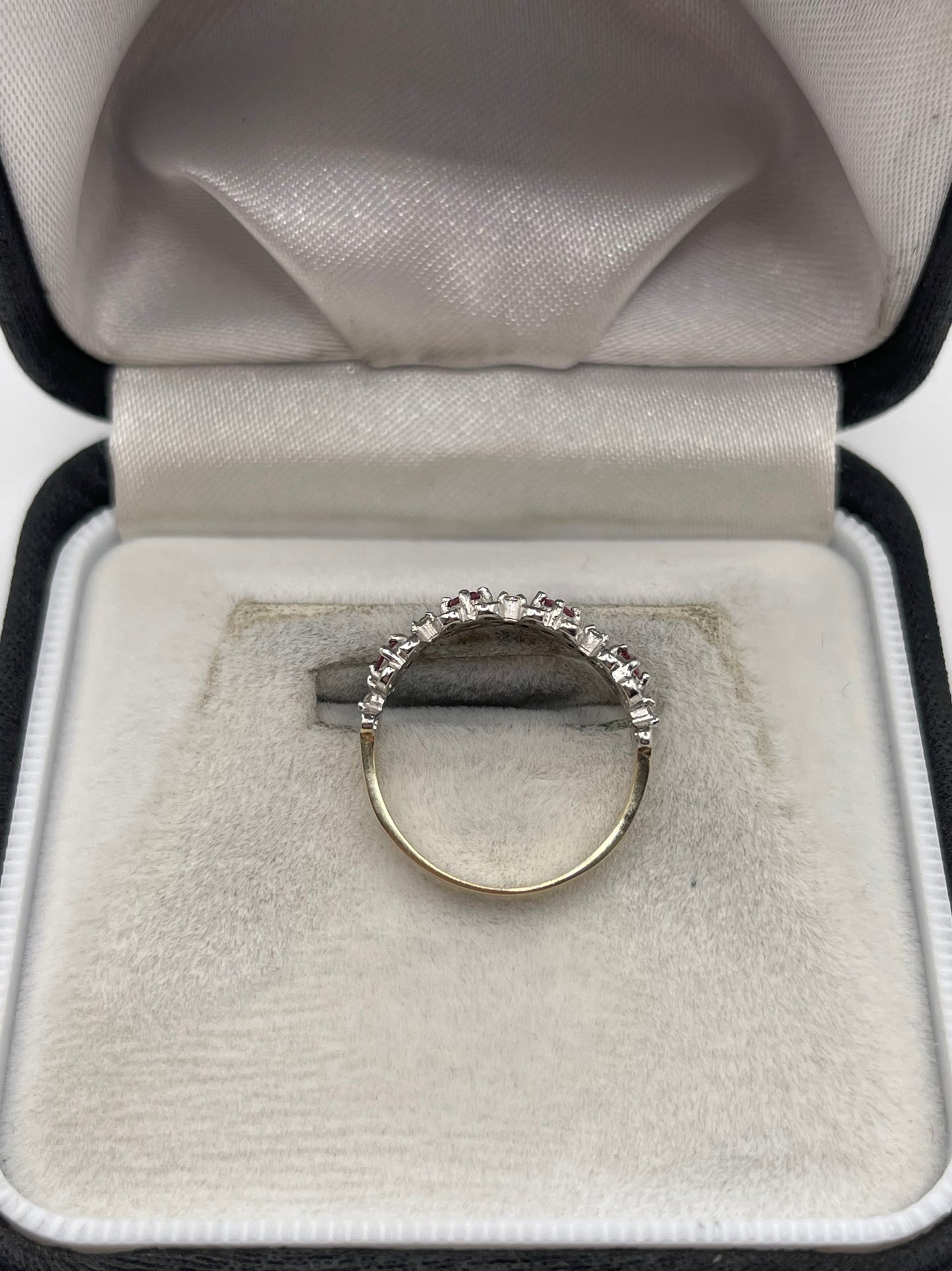 9ct two tone gold ruby and diamond ring