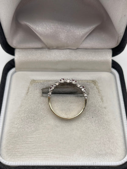 9ct two tone gold ruby and diamond ring
