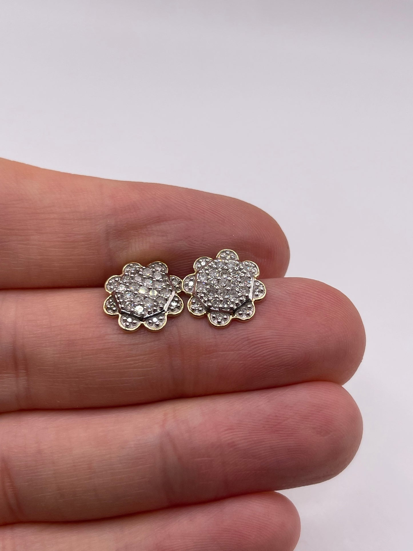 9ct gold diamond cluster earrings