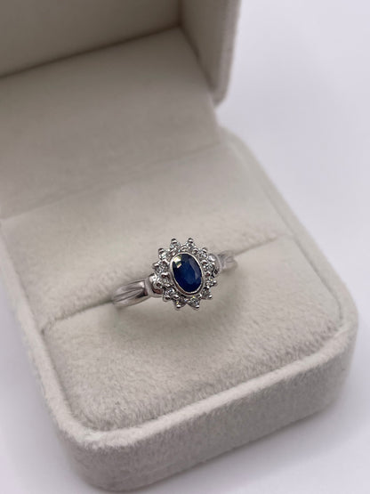 9ct white gold sapphire and diamond ring