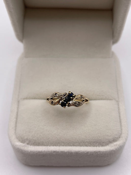 9ct gold sapphire and diamond ring