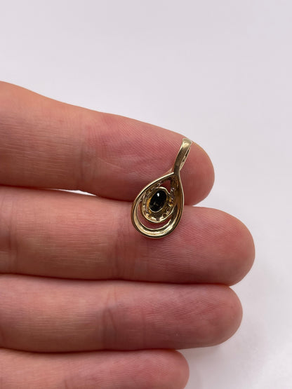 9ct gold sapphire and diamond pendant