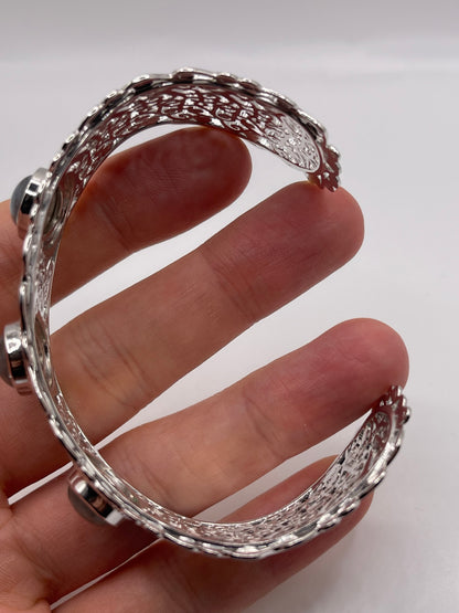 Silver labradorite bangle