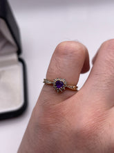 Load image into Gallery viewer, 9ct gold amethyst and diamond ring
