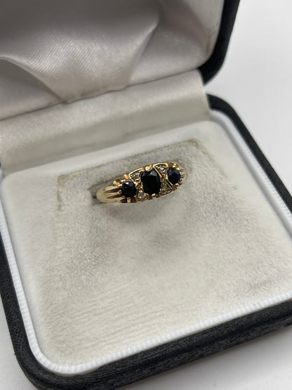 9ct gold sapphire and diamond ring