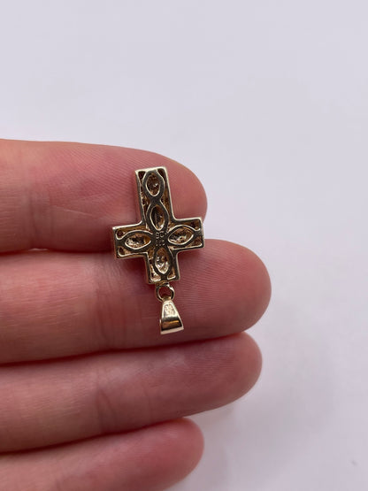 9ct gold diamond cross pendant