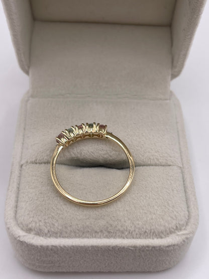 9ct gold kunzite, aquamarine and diamond ring