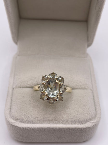 9ct gold aquamarine cluster ring