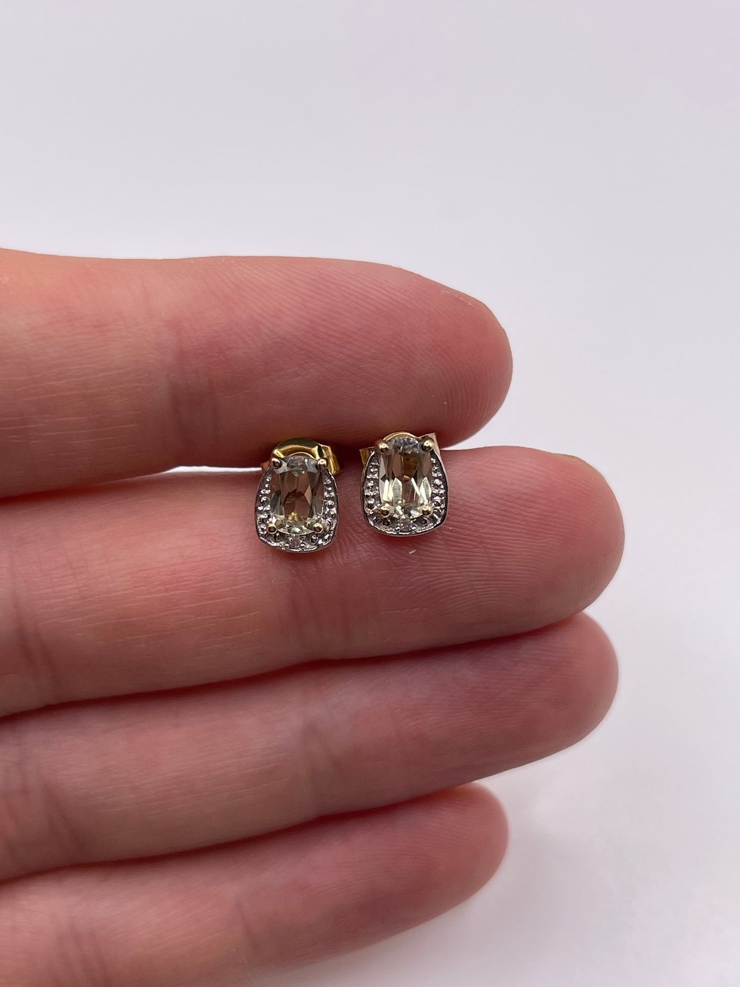 9ct gold quartz and zircon earrings