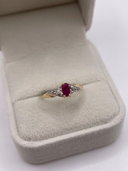 9ct gold ruby and diamond ring