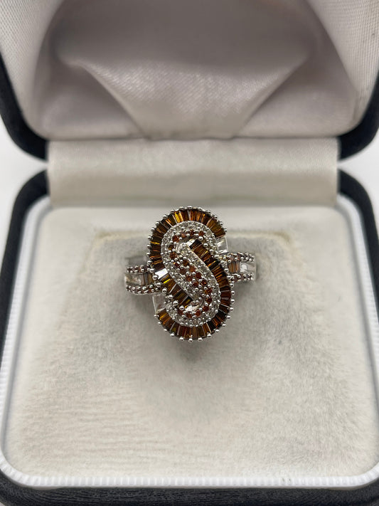 9ct white gold diamond cluster ring