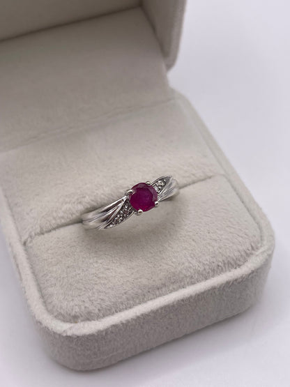 9ct white gold ruby and diamond ring