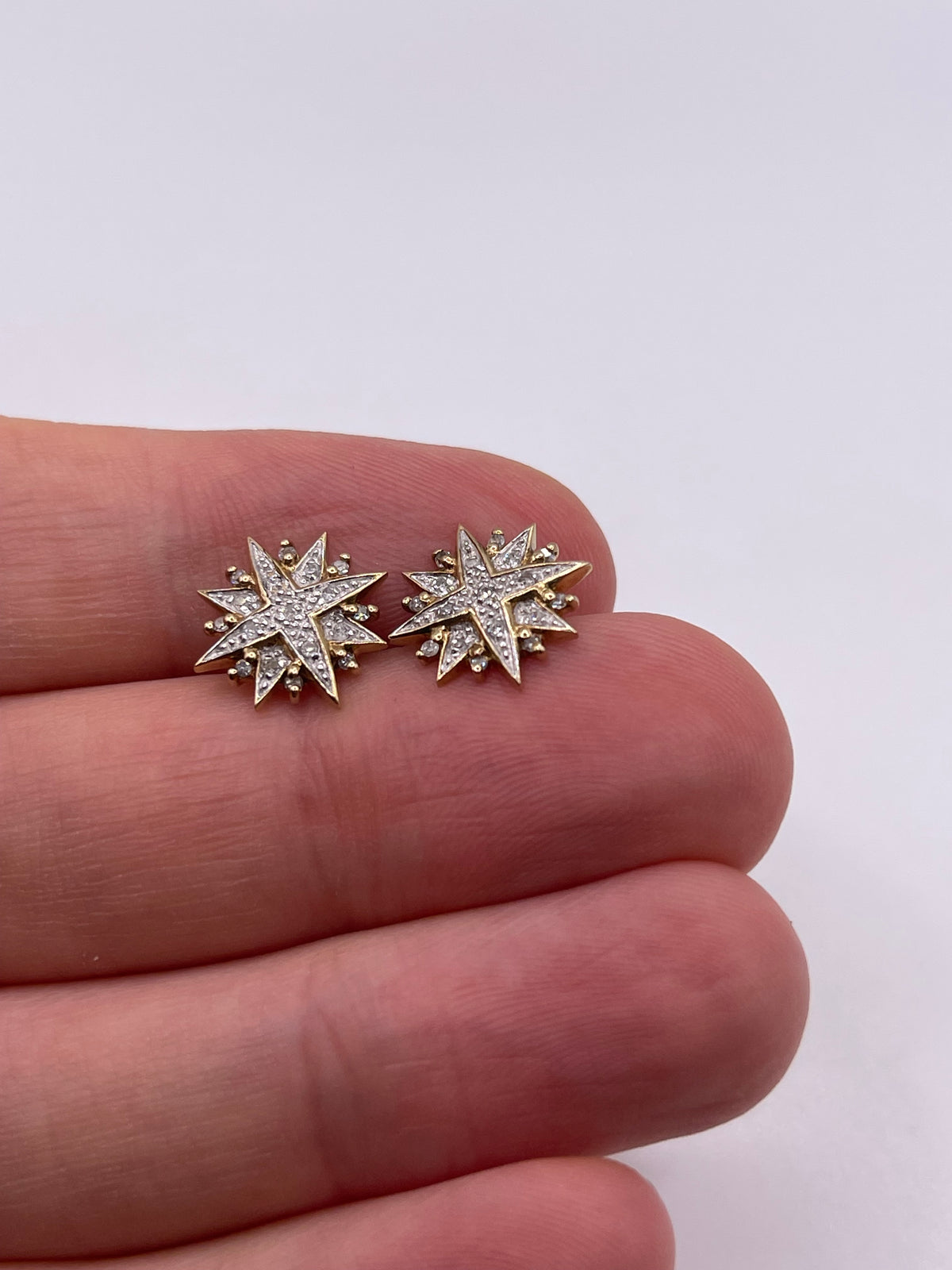 9ct gold diamond cluster earrings
