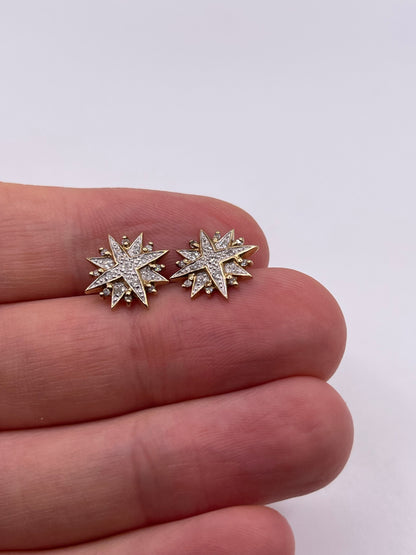 9ct gold diamond cluster earrings