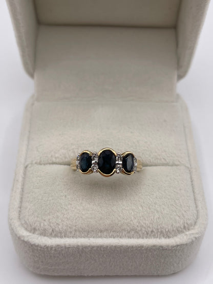 9ct gold sapphire and diamond ring